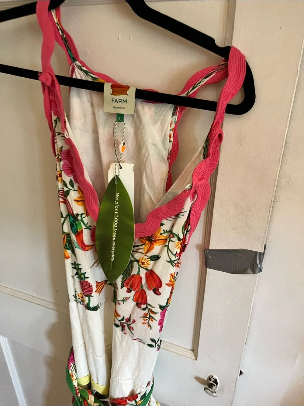 FARM Rio White Maxi Dress with Pink Straps and Multicolor Floral Print - Picture 13 of 16